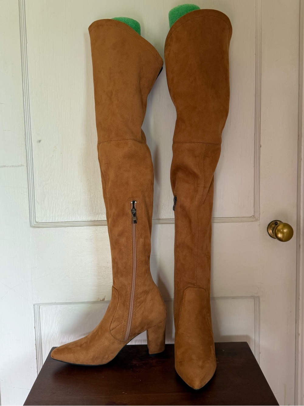 Tan “suede” over the knee boots - Picture 2 of 11
